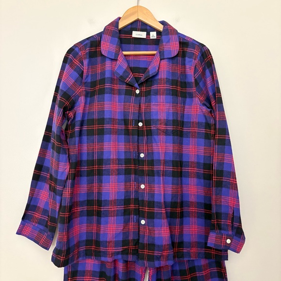 L.L.BEAN Women’s Scotch Plaid Flannel Pajama Set 100% Cotton In Angus Purple L - Picture 3 of 13
